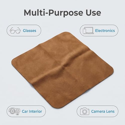 10 Pack Microfiber Chamois Cleaning Cloths, Safety &Scratch-Free Lens Cleaning, Premium Lint-Free Lens Cloth for Glasses, Phone Screen, Camera Lens, Car Screen &Mirror, VR/AR Headset, Reusable, Coffee - color: Coffee