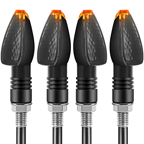 4 Pieces Motorcycle LED Turn Signals Motorcycle Signal Lights Indicators Flowing Turn Blinkers Front Rear Lights 14 LED 12V Motorbike Indicator Amber Lamp Mini Stalk Arrow