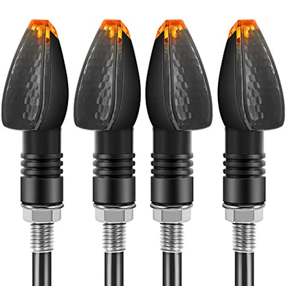 4 Pieces Motorcycle LED Turn Signals Motorcycle Signal Lights Indicators Flowing Turn Blinkers Front Rear Lights 14 LED 12V Motorbike Indicator Amber Lamp Mini Stalk Arrow