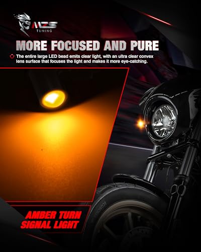 MZS Universal Motorcycle Rear LED Turn Signals, 6/8/10mm Hole Fit, Amber Mini Blinkers, 12V DC Compatible - color: Amber-New, size: Mini Size Rear