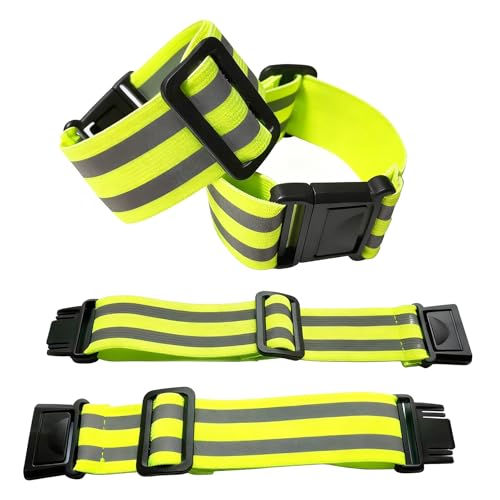 4-Pack Adjustable Reflective Armbands & Belts | High-Visibility Safety Gear for Running, Cycling & Night Walking | Reflective Wrist, Ankle Bands for Kids & Adults