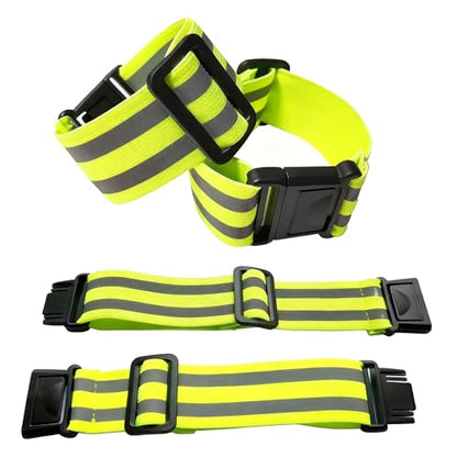 4-Pack Adjustable Reflective Armbands & Belts | High-Visibility Safety Gear for Running, Cycling & Night Walking | Reflective Wrist, Ankle Bands for Kids & Adults