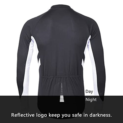 ARSUXEO Men's Full Zipper Long Sleeves Cycling Jersey Bicycle BikingBike Shirt 6030 - color: Dark Gray, size: X-Large