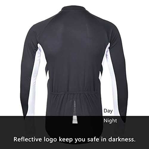 ARSUXEO Men's Full Zipper Long Sleeves Cycling Jersey Bicycle BikingBike Shirt 6030 - color: Dark Gray, size: Medium