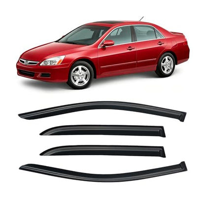 Window Visor for 2003-2007 Honda Accord, Out-Channel Rain Guards Shields Vent Deflector Shade Wind Dark Smoke 2004 2005 2006 03 04 05 06 07, Tape-On Outside-Mount, 4PCS - style: For 2003-2007 | Honda Accord | Out-Channel