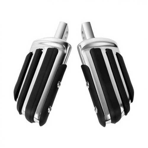 Motorcycle Footpegs 10mm Pilot Male Mount Style Footrests Fits for Harley Touring FLST Softail Dyna Sporster, Chrome#4 - color: Chrome#4