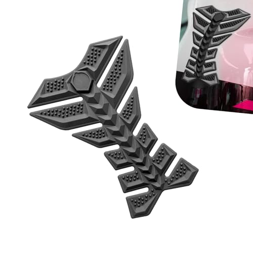 3D Rubber Motorcycle Tank Pad, Fishbone Anti-Scratch Anti-Slip Waterproof Fuel Protector, Self-Adhesive Decorative Gas Tank Sticker, Universal for Most Motorcycles (Black) - color: Black