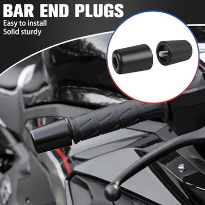Motorcycle Handle Bar End Grips Plug Weights Hand Grips Plug Caps Replacement for Kawasaki ER6N NINJA650 Ninja 650 2009-2016 ZX14R 2010-2022 KLR650 2010-2018 Vulcan S 650 2016-2024