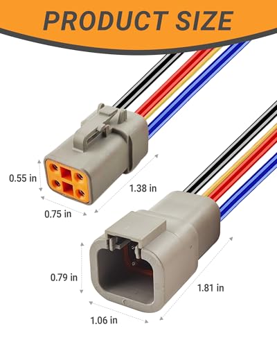 12 AWG 4 Pin DTP Connector, 4 Way Automotive Waterproof Electrical Connectors Heavy Duty, 12 Gauge Cable Wire Male and Female Quick Connect Harness for Car Truck Boat LED-3 Pack - style: 4 Pin:12AWG