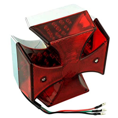 Motorcycle Custom Tail light Rear Light 4.75inch Cross Red Lens LED Tail Brake License Plate Light Lamp