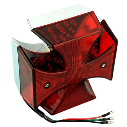 Motorcycle Custom Tail light Rear Light 4.75inch Cross Red Lens LED Tail Brake License Plate Light Lamp