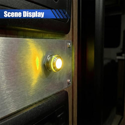 8mm/0.31" Signal Indicator Light, AC/DC 12V-24V Metal Shell Warning Lamps with Wire, Waterproof Panel Mount LED Signal Pilot Lamp, LED Dash Lights for Car Truck Boat Motorcycle (Yellow) - color: Yellow