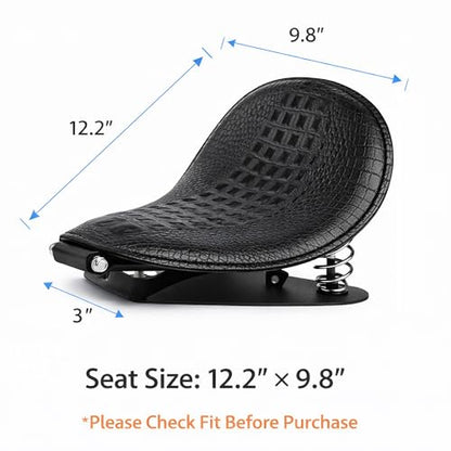 Crocodile Pattern Motorcycle Solo Seat with Springs, PU Leather Bobberx Custom Driver Seat Cushion for Harley Sportster XL883 XL1200 Bobber Chopper, Fits Honda Yamaha Kawasaki Suzuki (Black) - style: Black