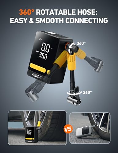 AstroAI Bike Pump, 12s Fast Inflate Electric Bicycle Pump, 150PSI Tire Inflator Portable Air Compressor with Tire Pressure Gauge & LED Light, L10 Mini Air Pump Suitable for Car Tires,Bikes,Motorcycles