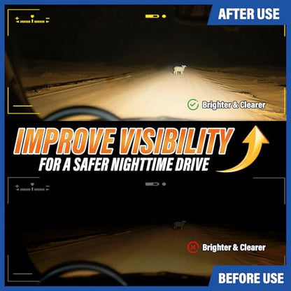 Headlight Restoration Spray with Towel – Removes Cloudiness and Oxidation – Safe for Plastic Lenses – Improve Light Output in Minutes - 180ml/6oz