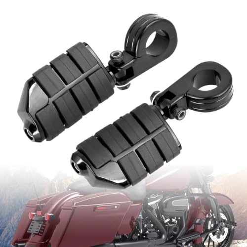 1.25" Motorcycle Highway Footpegs, Adjustable Footrest Pegs Mounting P-Clamps Compatible with Harley Sportster Touring Softail Dyna Honda Kawasaki Suzuki Yamaha 1-1/4" Engine Guard - color: Black Style 7