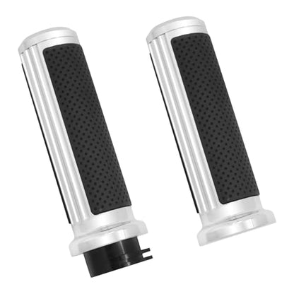 1 inch Handlebar Grips 25mm Aluminum Defiance Cable Throttle Hand Grips Compatible with Harley Touring Softail Dyna Sportster XL883 1200 XR VRSC - color: Chrome-Cable Throttle