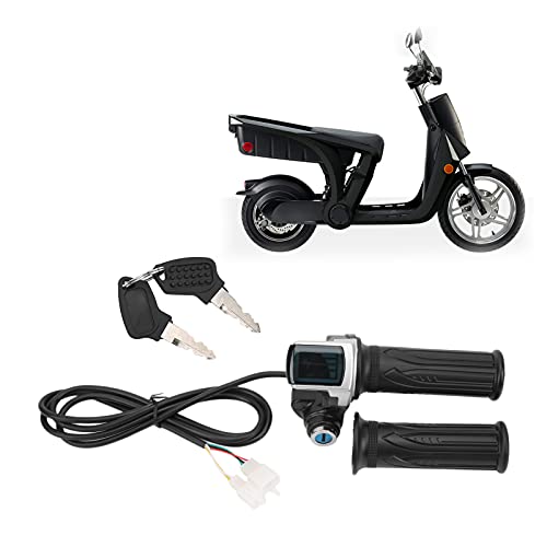 Throttle Handle Grips,Electric Bike Twist Throttle Grip Lock Key Set LED Indicator for Motorcycle Scooter 48V