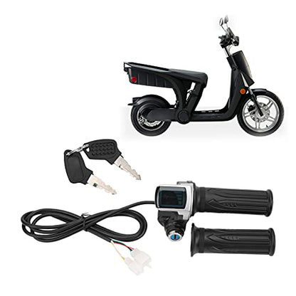 Throttle Handle Grips,Electric Bike Twist Throttle Grip Lock Key Set LED Indicator for Motorcycle Scooter 48V