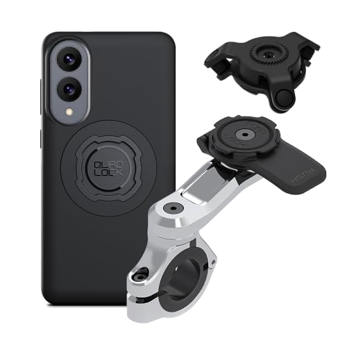 Quad Lock Motorcycle Handlebar Phone Mount PRO Chrome with Vibration Dampener and MAG Phone Case for Galaxy S25 Edge - size: Galaxy S25 Edge