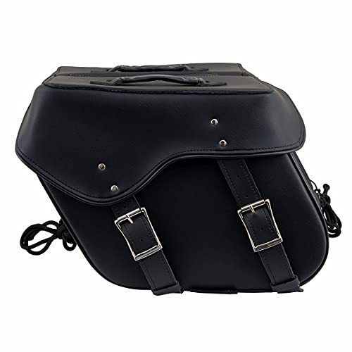 Milwaukee Leather PVC 2-Strap Throw-Over Easy Zip off and off Motorcycle Saddlebags - Medium - color: SH55201ZB-BLACK, size: Medium