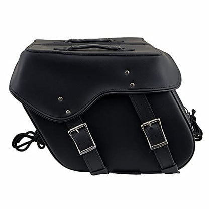 Milwaukee Leather PVC 2-Strap Throw-Over Easy Zip off and off Motorcycle Saddlebags - Medium - color: SH55201ZB-BLACK, size: Medium