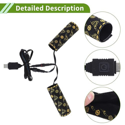 Heated Motorcycle Hand Grips Cover 5V Handlebar Cover 6 Adjustable Temperature with Memory Function Metal Heating Film Cloth Black 1set