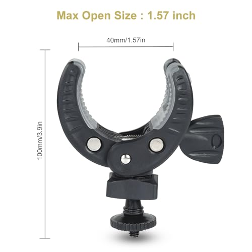 UTEBIT Camera Mount Clamp, Umbrella Clamp Motorcycle Camera Pole Mount Desk Holder Accessories, 360° Ballhead 1/4" Thread Holes with Phone Tripod Mount, Super Clamp for Gopro/DSLR/Stabilizer - color: Black