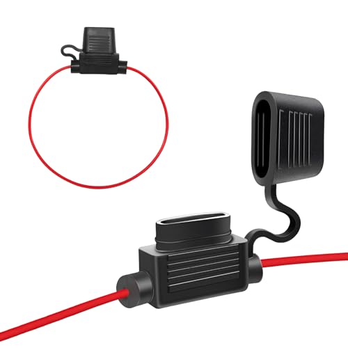 2 PCS 12V 18 AWG Inline Fuse Holder, 18 Gauge in Line Blade Fuse Block Relay with Waterproof Cap, ATC/ATO Standard Pigtail Fuses Holder for Car Truck ATV Boat Marine Audio Lighting - color: 18 AWG