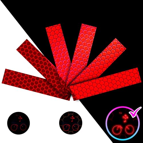 LOOM Reflective Stickers for Helmet | 6pcs Brilliant red | Similar to 3M Reflective Tape | Bike Reflectors for Night Riding, Mailbox reflectors | Waterproof hi vis Decals for Car, Trailer - color: Brilliant-red