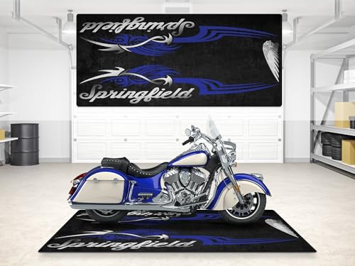 MPM Motorcycle Mat for Springfield Washable Non-Slip Oil & Water Resistant Parking Pitmat for Garage, Showroom, Workshop Use | Spirit Blue Metallic - Size 2: 102 x 47/260 x 120 cm - color: Spirit Blue Metallic, size: Size 2: 102 x 47 "/ 260 x 120 cm