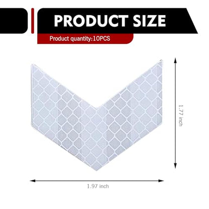 10 PCS Car Arrow Reflective Stickers, 1.97" x 1.81" Waterproof Safety Tapes, High Visibility Night Caution Warning Reflective Stickers, Universal for Most Cars (White) - color: White