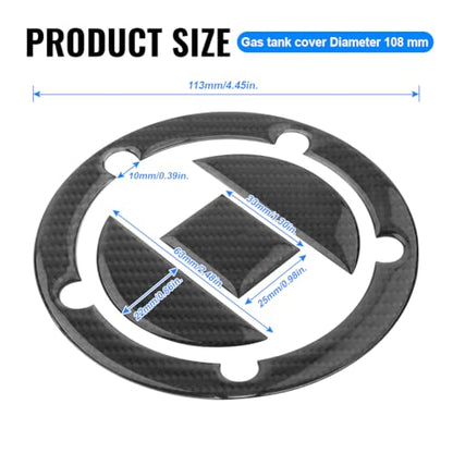 FSFY Real Carbon Fiber Gas Cap Gas Cover Decal Sticker Tank Protector Pad 108mm Diameter Reflective for Suzuki GSXR1300 Hayabusa GSXR1000 GSXR750 GSXR600.