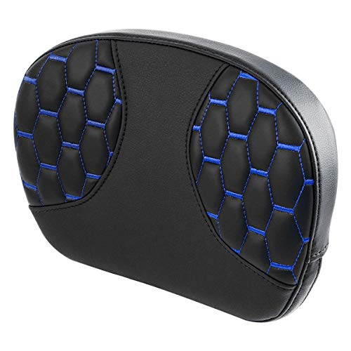 C.C. RIDER Passenger Sissy Bar Backrest Pad Fit for Harley Touring Road Glide Dyna Fat Bob 1997-2022 CVO Street Glide Ultra Classic - color: Blue Stitching, size: Style C