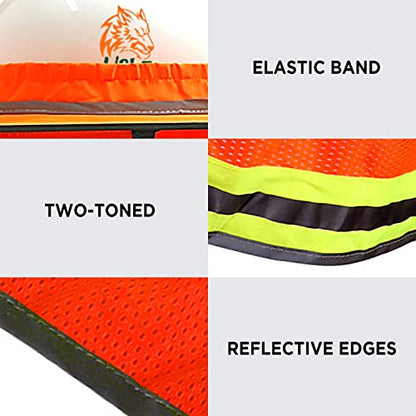 Wolf High-Visibility Orange Reflective Full-Brim Hard Hat Mesh Sun Visor Neck Shade - color: Hi-viz Lime & Orange