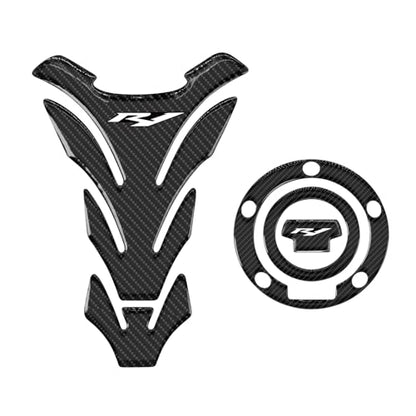 3D Motorcycle Tank Pad Gas Tank Protector Compatible with Yamaha YZF-R1 R1 Anti Slip Tank Pad Stickers Gas Oil Fuel Tank Pad Protectors,White - size: R1-1