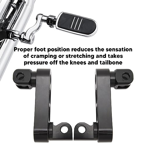 Motorcycle Foot Peg Highway Bracket 360° Adjustable Rugged Foot Peg Extension Bracket Aluminum Foot Peg Clamp Extensions Bracket for Touring (Black) - color: Black