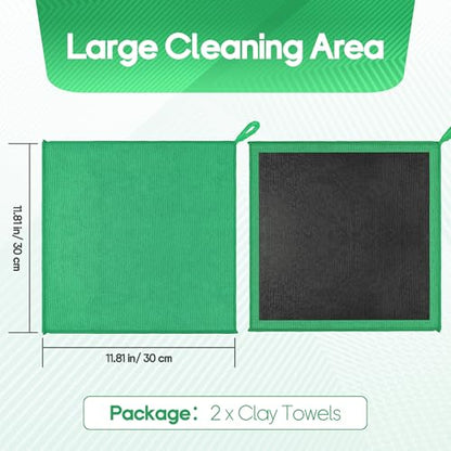 2PCS Clay Towel Auto Detailing, Clay Bar Towel Cloth Auto Detailing for Car (12 x 12 in) (Green) - color: Green