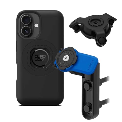 Quad Lock Brake/Clutch Motorcycle Phone Mount with Vibration Dampener and MAG Phone Case for iPhone 16 - size: iPhone 16