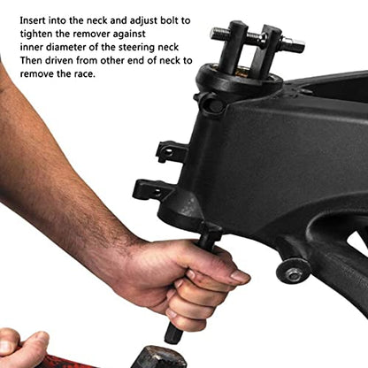 Motorcycle Steering Stem Bearing Race Removal Tool, Universal for 1-1/8in to 2-5/8in ID Races Steering Neck Bearing Race Remover Puller