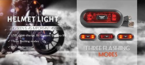 LED Motorcycle Helmet Light, Bike Bicycle Rear Red Safety Light, Helmet Light, Warning Tail Lights, Helmet Light for Night Riding with USB Chargeable Cable Small - style: Helmet Light- Version 1