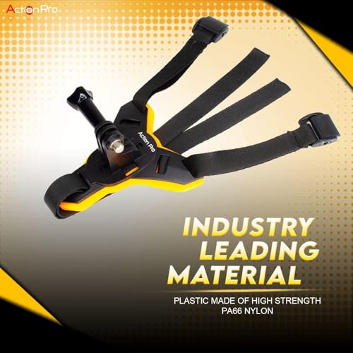 Action Pro™ Motorcycle Helmet Chin Strap Mount Compatible with GoPro Hero 12, 11, 10, 9, 8, 7, (2018), 6, Hero Black, DJI Osmo Action 3/2, Insta 360, Session, Xiaomi Yi, SJCAM (Orange) - color: Orange