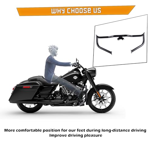 Kinglemc Crash Bar Engine Guard Highway Bar for Harley Davidson Road King Street Glide Electra Glide 2014-2023(Gloss Black) - color: Gloss Black, size: 2014-2025 Touring Models except Road Glide/CVO
