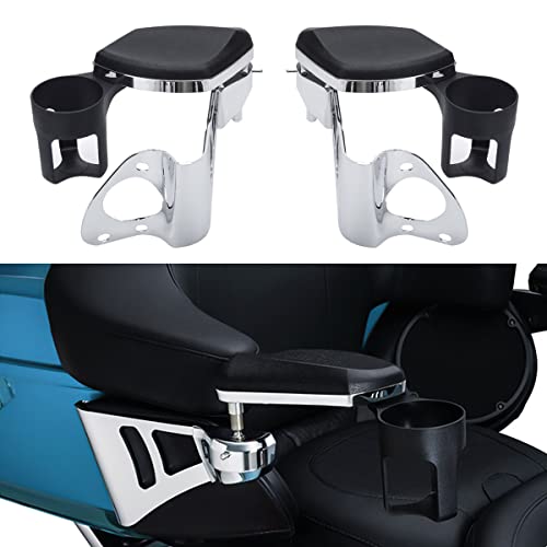Passenger Armrests with Removable Cup Holder Compatible with Harley Touring Road Glide Electra Glide Tri Glide 2014-2023