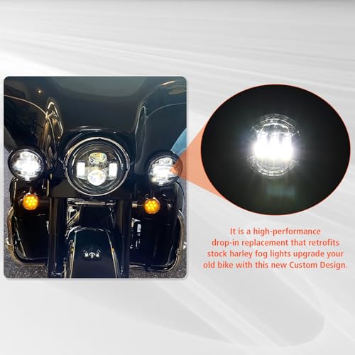 XFMT Motorcycle 4.5" Auxiliary Spot Fog Light LED Turn Signal Light W/Bracket For Harley Touring Road King 1994-Later Electra Glide 1997-Later Street Glide FLHX 2006-Later, Chrome + Black - color: Chrome + Black