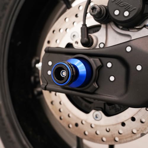 Compatible with MT07 MT 07 MT-07 FZ07 2014-2024 2025 2026 Motorcycle Rear Wheel Axle Crash Protector Swingarm Spools Slider Stand Screws Accessories (Blue) - color: Blue