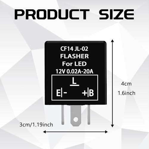 Flasher Relay for LED Turn Signal CF14 LED Flasher Relay 3-Pin 12V LED Electronic Turn Signal Flash Plugin Flasher for Lights Fix Hazard Warn Hyper Blink Flash CF-14 EP35(Fixed) - size: CF14 Fixed