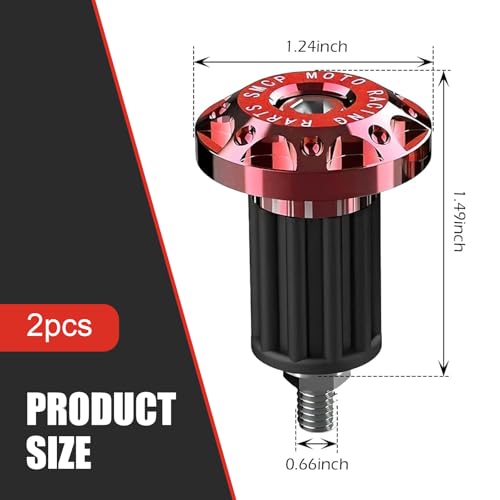 2 PCS Universal Motorcycle Bar End Plug, Shockproof Handlebar End Caps, 7/8" Aluminum Alloy Handlebar Grip End Caps Replacement, for Most Motorcycles (Red) - color: Red