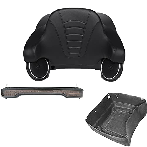 TCMT King Trunk Box Wrap-Around Backrest LED Brake Taillight Speakers Fit For Harley 2014-2025 Touring CVO Road King Road Glide Street Glide Electra Glide Pack - color: Style A+Speakers#1+Smoke Taillight