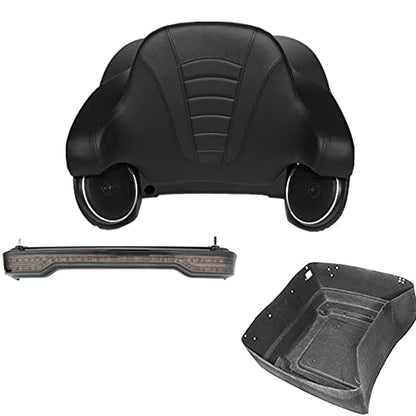 TCMT King Trunk Box Wrap-Around Backrest LED Brake Taillight Speakers Fit For Harley 2014-2025 Touring CVO Road King Road Glide Street Glide Electra Glide Pack - color: Style A+Speakers#1+Smoke Taillight